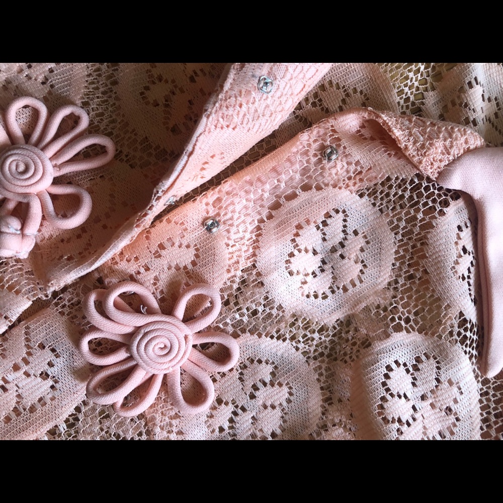 60s Vintage Peach Floral Duster Jacket - Picture 10 of 10